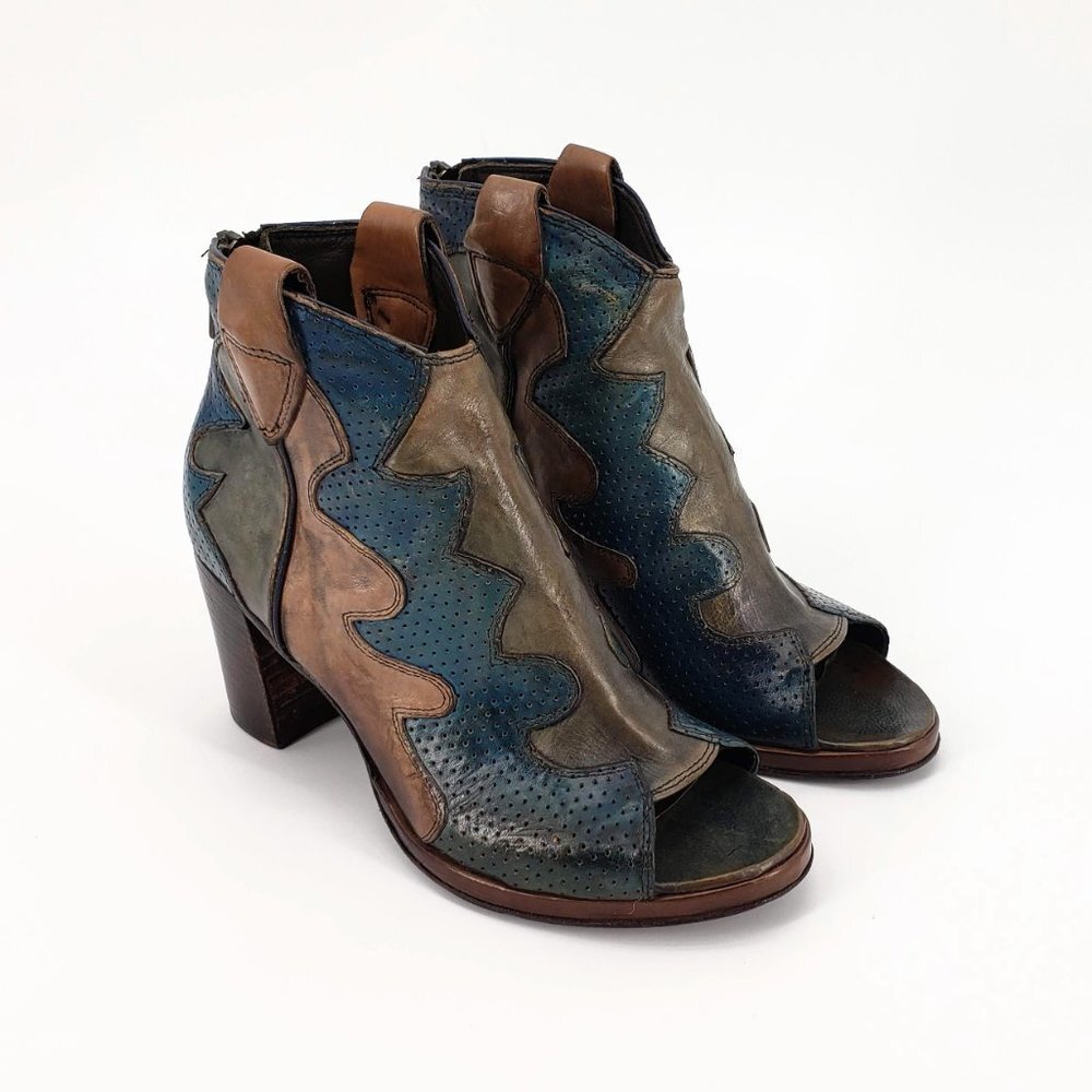 JO GHOST Handmade Italian Leather Open Toe Booties